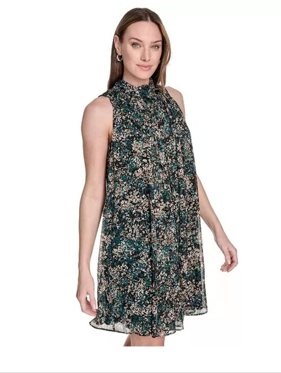 Tommy Hilfiger Dresses & Skirts - Tommy Hilfiger Sleeveless Floral Print Dress Cowl Neck Green Black Size 12 Party